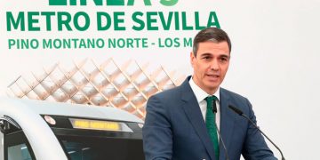 Sánchez subraya la apuesta transformadora del Gobierno en Andalucía en el inicio de la línea 3 Norte del Metro de Sevilla