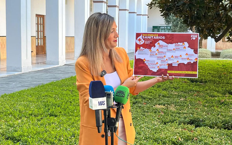 El PSOE califica de «mapa de la vergüenza» los «incendios sanitarios» de Juanma Moreno