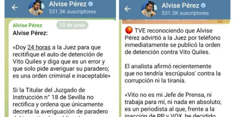 Una jueza de Sevilla solicita a la Fiscalía del Tribunal Supremo que denuncie a Alvise Pérez por amenazas
