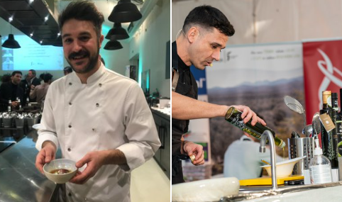 El presidente Paco Reyes felicita a los cocineros jiennenses Juan Carlos García y Álvaro Salazar